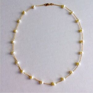 Vintage 10k Yellow Gold Natural White Pearls Beaded Necklace